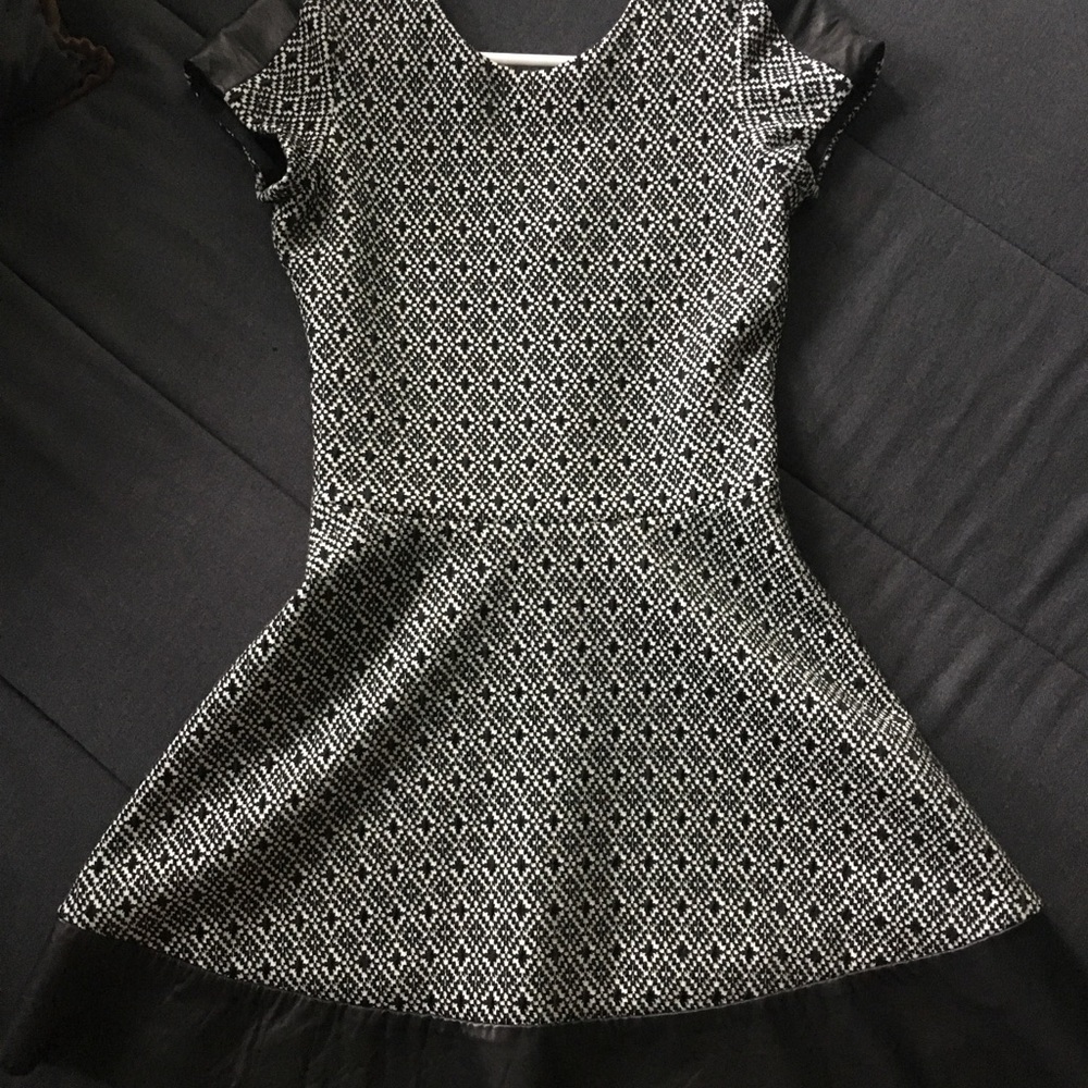 Parker fit and flare dress with leather trim